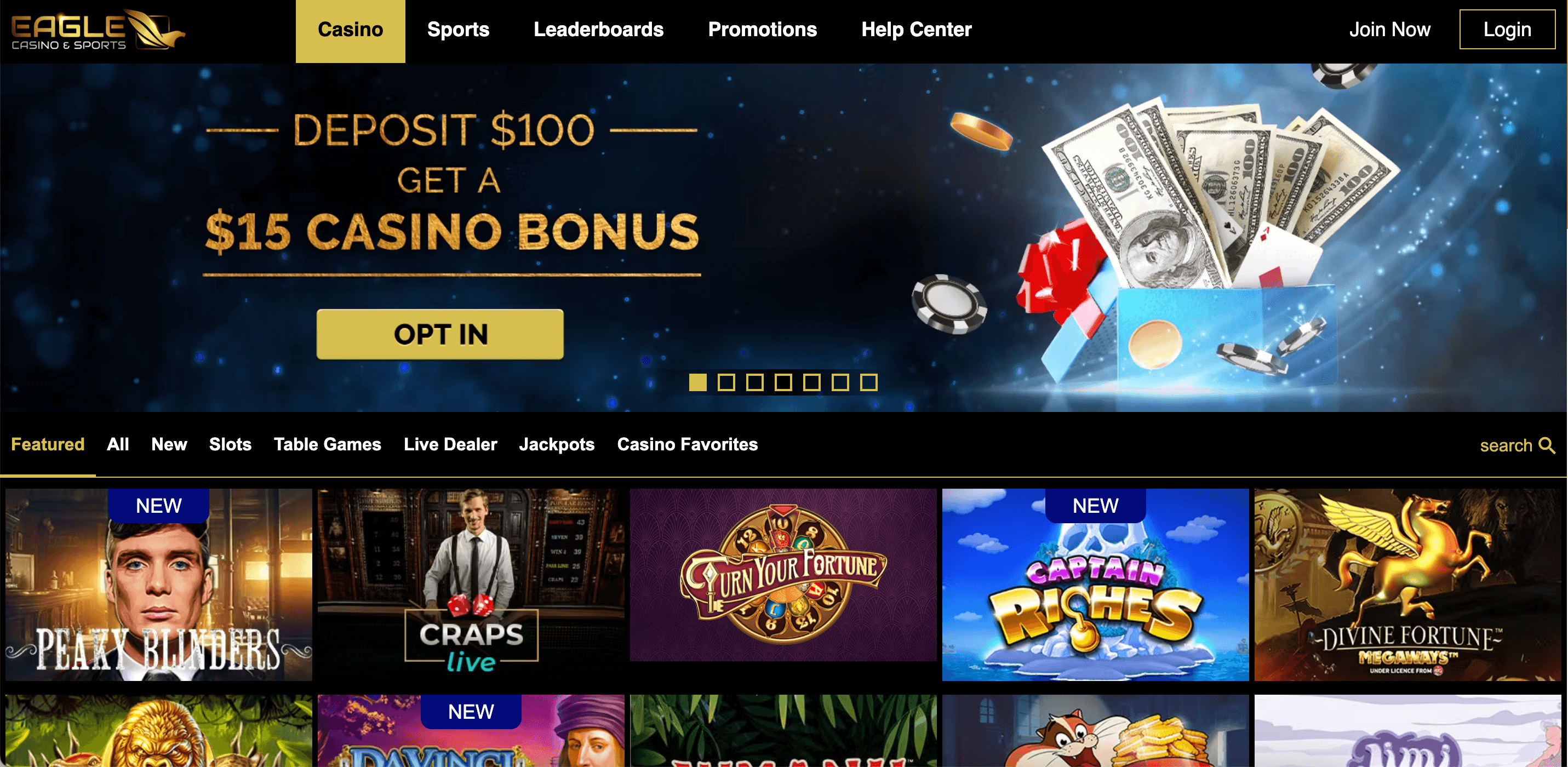 Eagle Casino Home Page