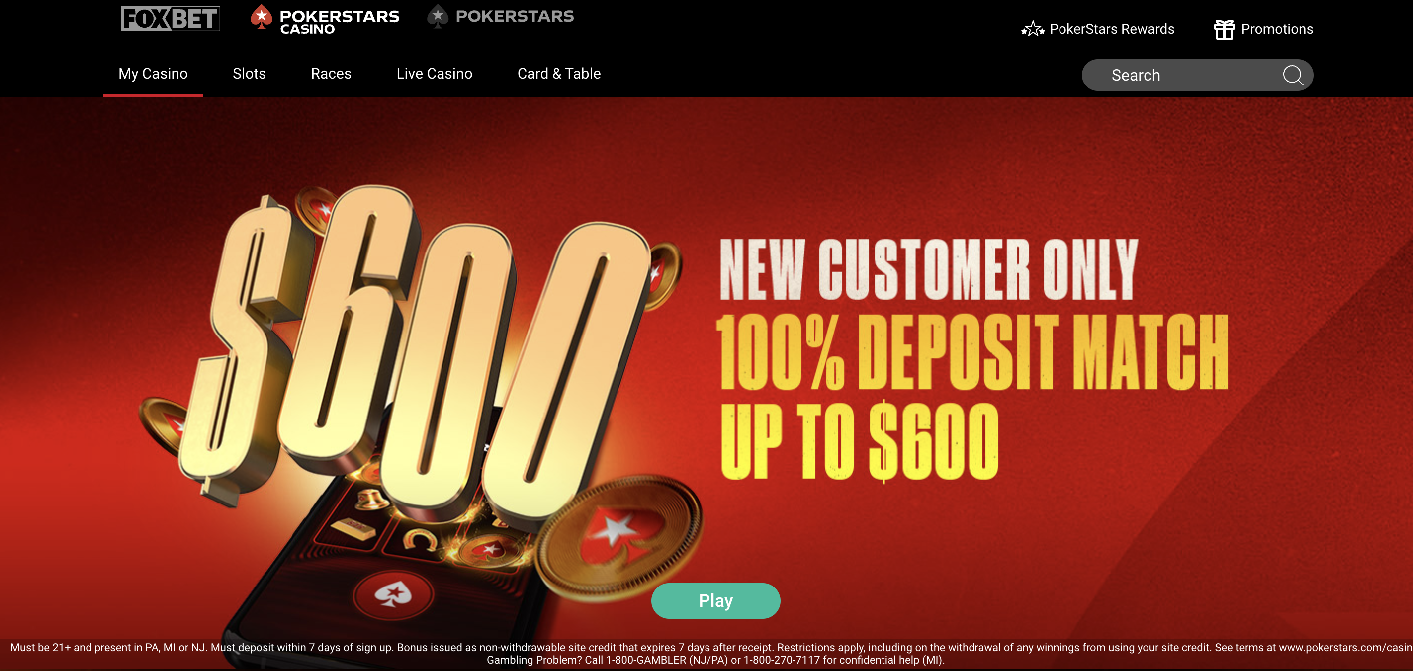 PokerStars Casino MI Home Page